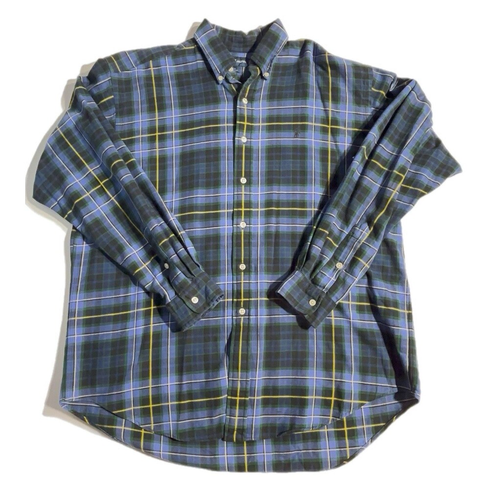 Ralph Lauren Plaid Button Down Shirt Men’s Size Large 100% Blake Cotton